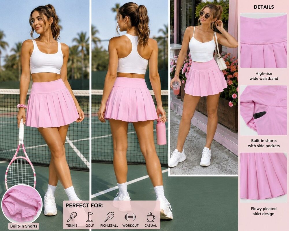 Women Size M Pink Pleated Tennis Golf Athletic Skort Y2K Barbiecore Tenniscore